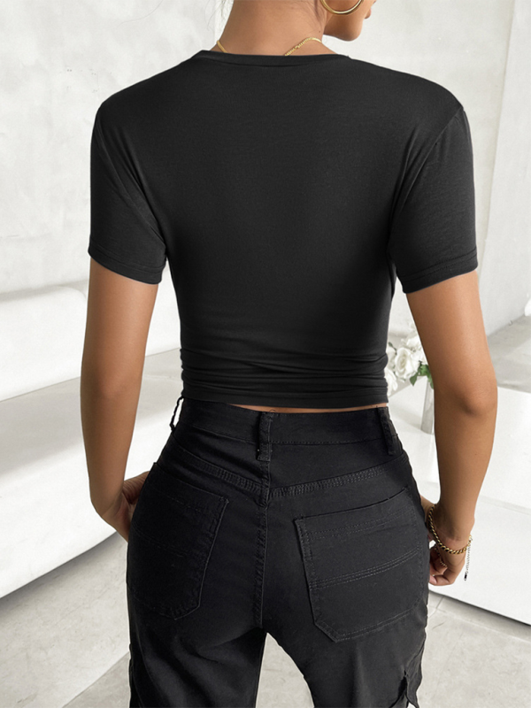 Blue Zone Planet | solid color top, waisted, short, slim fit, navel-baring T-shirt BLUE ZONE PLANET