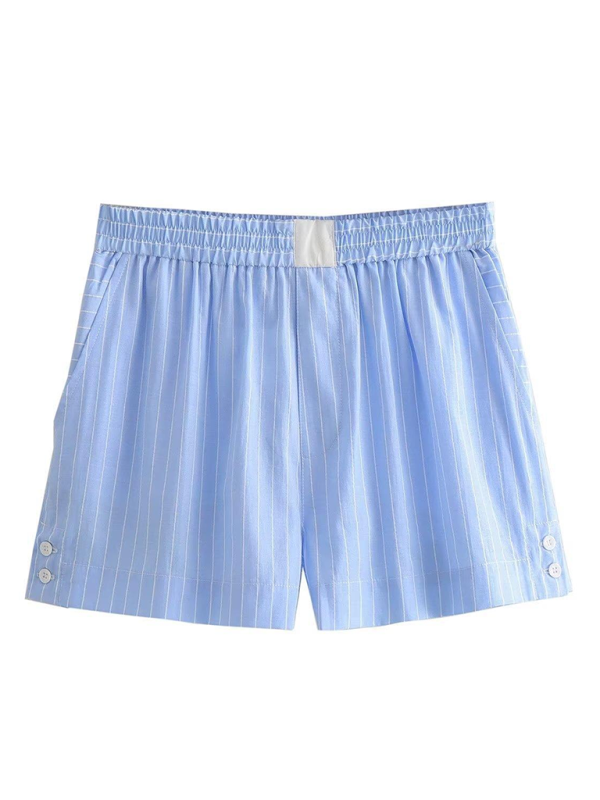 Blue Zone Planet | able contrast striped short shirt + shorts two-piece set BLUE ZONE PLANET