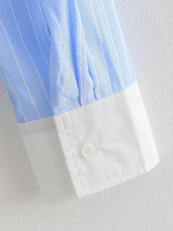 Blue Zone Planet | able contrast striped short shirt + shorts two-piece set BLUE ZONE PLANET
