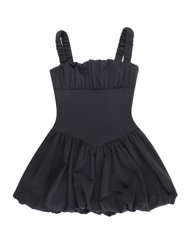 Blue Zone Planet | style spaghetti strap gathered puffy dress BLUE ZONE PLANET