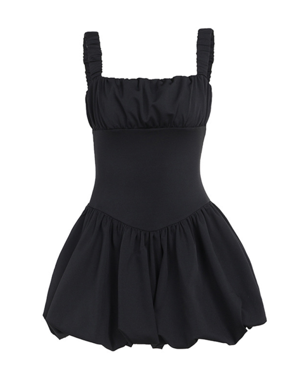 Blue Zone Planet | style spaghetti strap gathered puffy dress BLUE ZONE PLANET