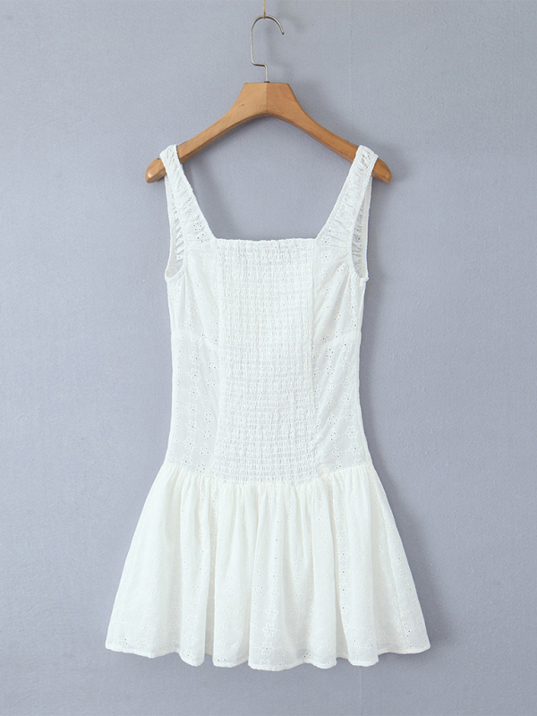 Blue Zone Planet | Square Neck Waist Sling Dress French Sweet Seaside Vacation A-Line Skirt BLUE ZONE PLANET