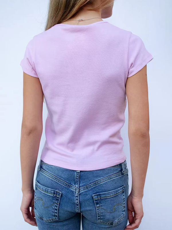 Blue Zone Planet | able hot girl style printed loose navel-baring short-sleeved T-shirt BLUE ZONE PLANET