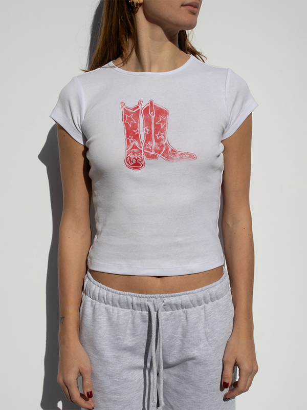 Blue Zone Planet | able hot girl style printed loose navel-baring short-sleeved T-shirt BLUE ZONE PLANET