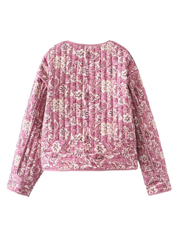 Blue Zone Planet | Sally's Street Retro Floral Print Style Quilted Jacket BLUE ZONE PLANET
