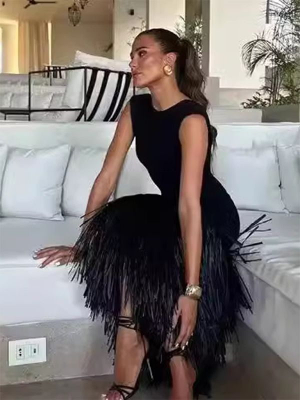 Rhonda's Tassel Backless Zipper Midi Dress - Blue Zone Planet Rhonda's Tassel Backless Zipper Midi Dress - Blue Zone Planet