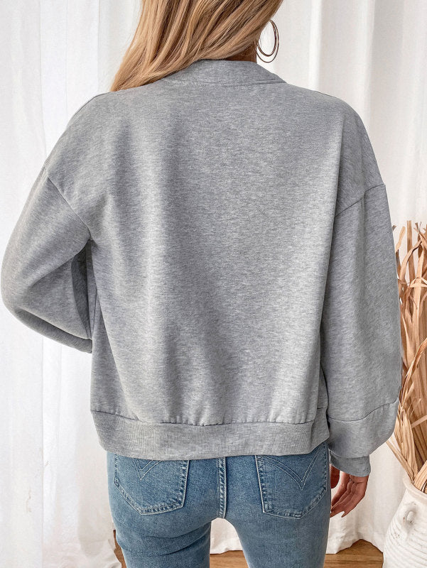 Retro casual simple baseball collar long sleeve solid color plus velvet thickened jacket