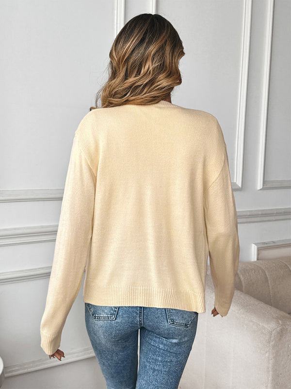 Cute bear cardigan jacket, simple, sweet and versatile sweater