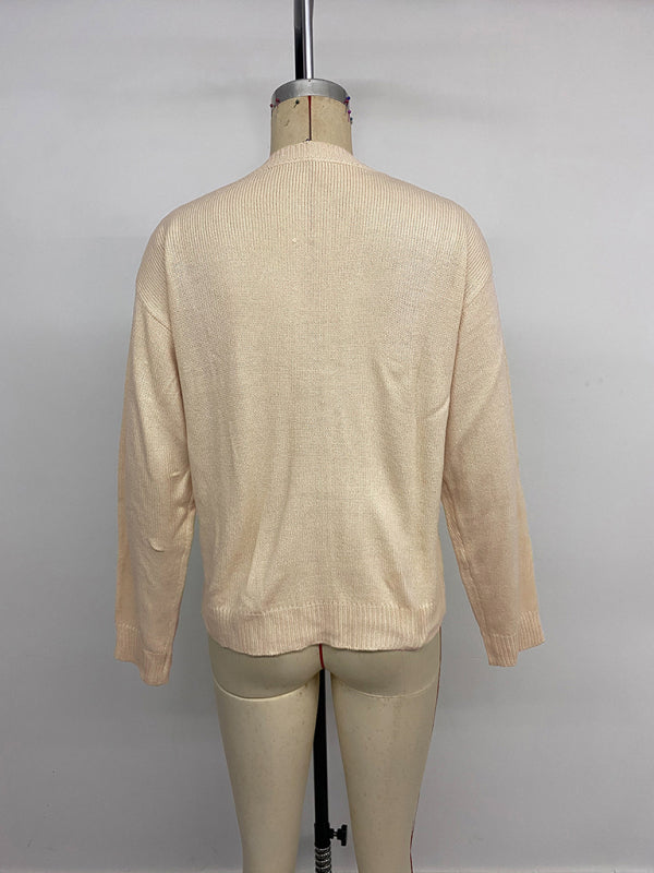Cute bear cardigan jacket, simple, sweet and versatile sweater
