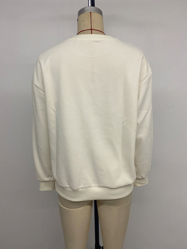 Casual Loose Round Neck Long Sleeve Sweatshirt Sweet And Fashionable Bow Sweatshirt