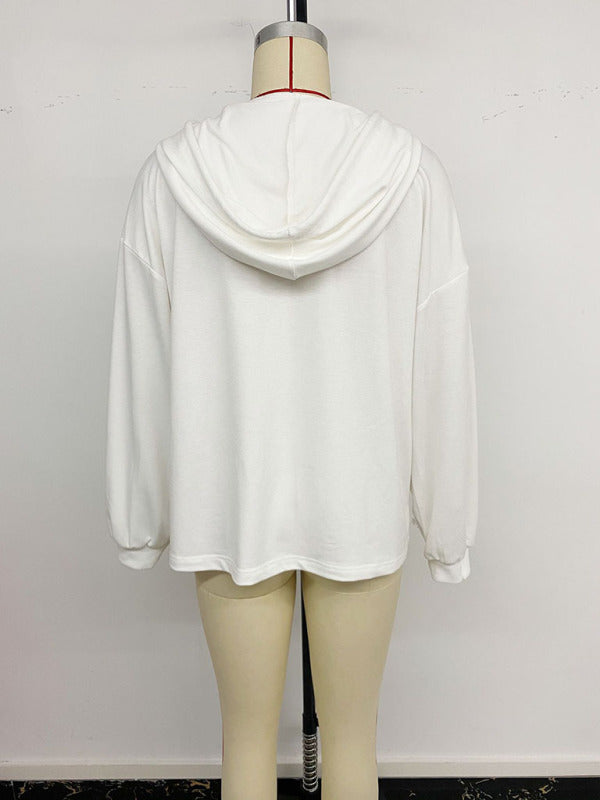 New lace patchwork hooded thin sweatshirt
