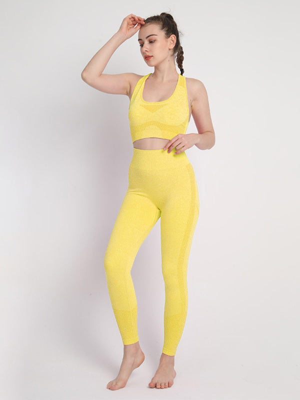 Blue Zone Planet | Seamless Dotted Two-piece Peach Hip Trousers Racerback Bra Vest Sports Suit BLUE ZONE PLANET