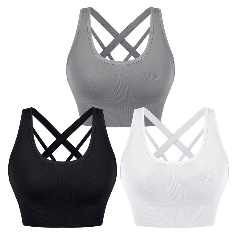Blue Zone Planet | Cross Strap Seamless Back Sports Bra BLUE ZONE PLANET