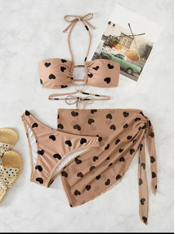 love print two-piece bikini three-piece set BLUE ZONE PLANET