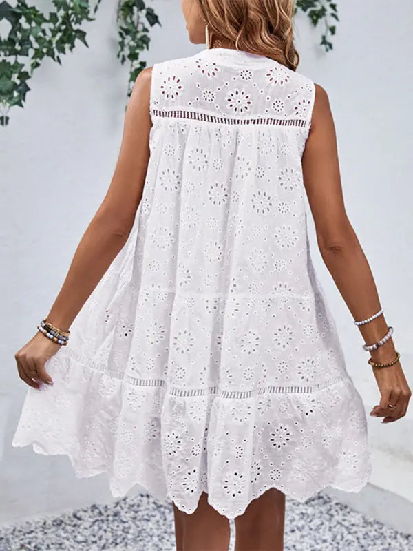 patchwork lace babydoll dress holiday style dress BLUE ZONE PLANET