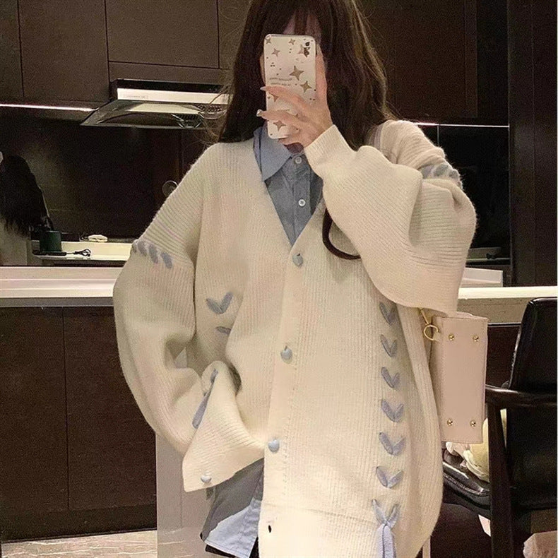 Blue Zone Planet | tie loose knitted cardigan BLUE ZONE PLANET