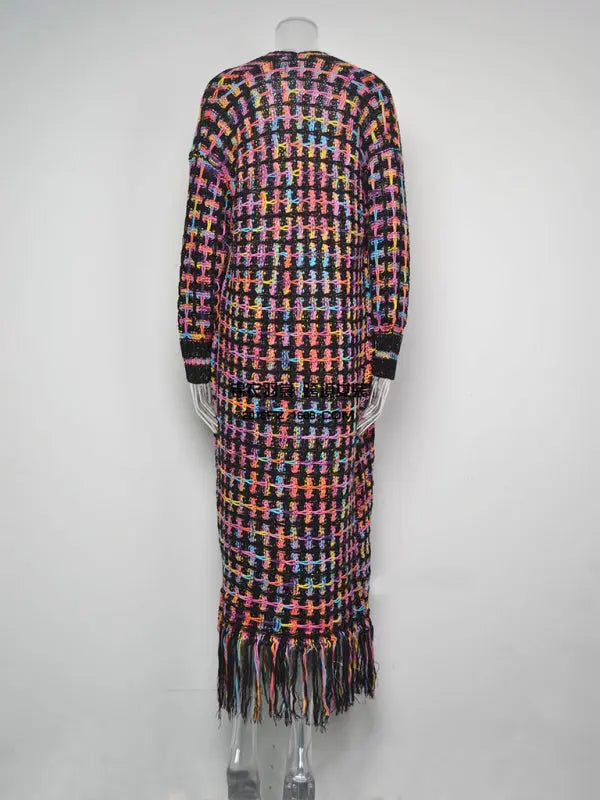women's tassel long cardigan coat sweater kakaclo