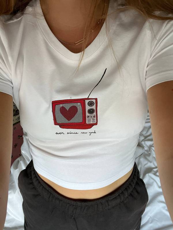 Slim fit and cute print cropped top T-shirt kakaclo