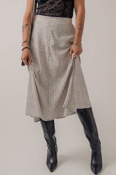 Blue Zone Planet | Speckle High Waist Midi Skirt BLUE ZONE PLANET