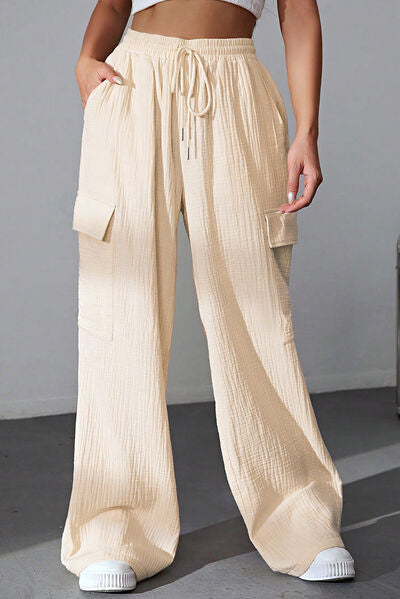 Blue Zone Planet | Drawstring Pocketed Wide Leg Pants BLUE ZONE PLANET