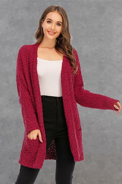 Blue Zone Planet | Pocketed Open Front Long Sleeve Cardigan BLUE ZONE PLANET