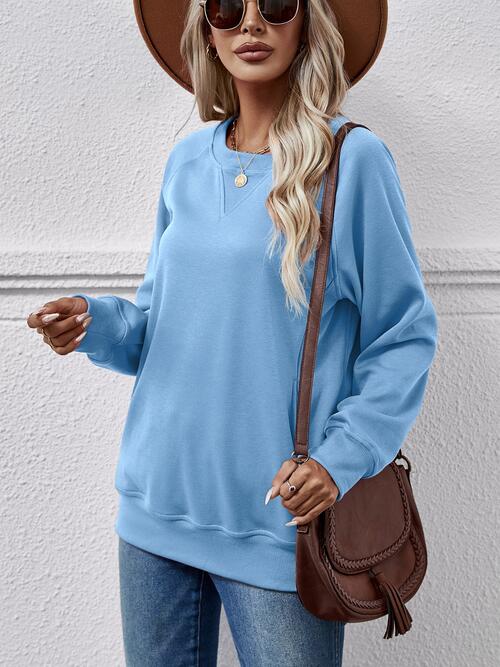 Round Neck Long Sleeve Sweatshirt BLUE ZONE PLANET