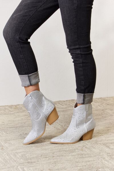 East Lion Corp Rhinestone Ankle Cowboy Boots BLUE ZONE PLANET