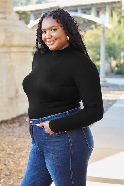 Blue Zone Planet | Basic Bae Full Size Mock Neck Long Sleeve Bodysuit BLUE ZONE PLANET