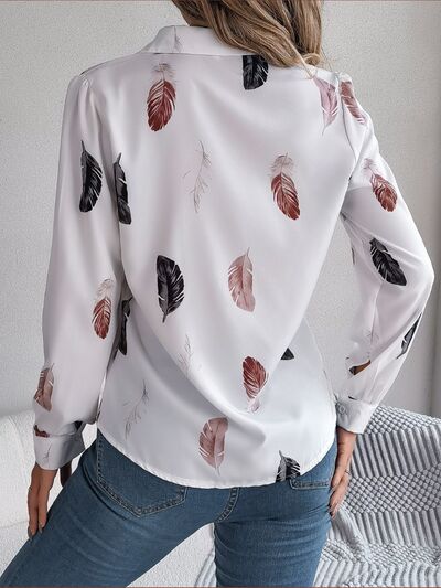 Blue Zone Planet | Button Up Printed Collared Neck Shirt BLUE ZONE PLANET