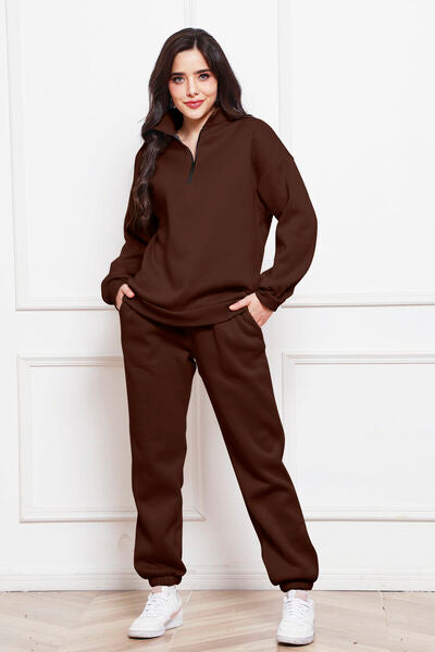 Blue Zone Planet | Half Zip Long Sleeve Sweatshirt and Pants Set BLUE ZONE PLANET