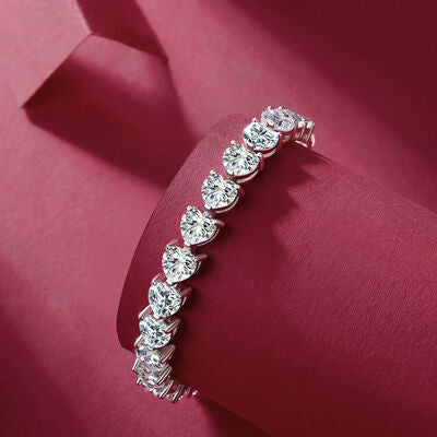 Blue Zone Planet | 24 Carat Moissanite 925 Sterling Silver Heart Bracelet BLUE ZONE PLANET