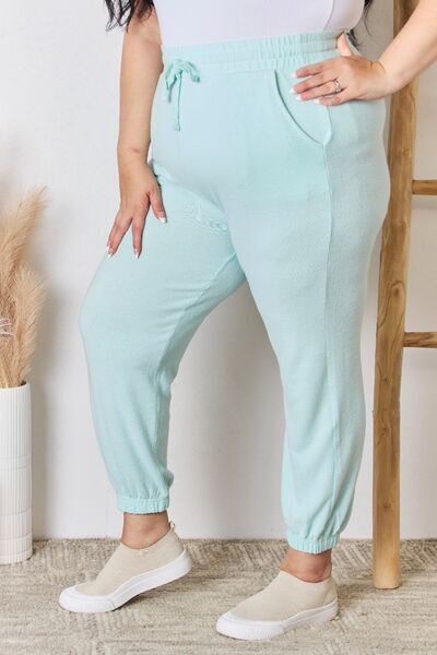 Blue Zone Planet | RISEN Full Size Drawstring Ultra Soft Knit Jogger BLUE ZONE PLANET