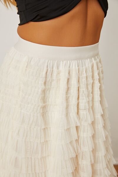 Blue Zone Planet | Ruched High Waist Tiered Skirt BLUE ZONE PLANET
