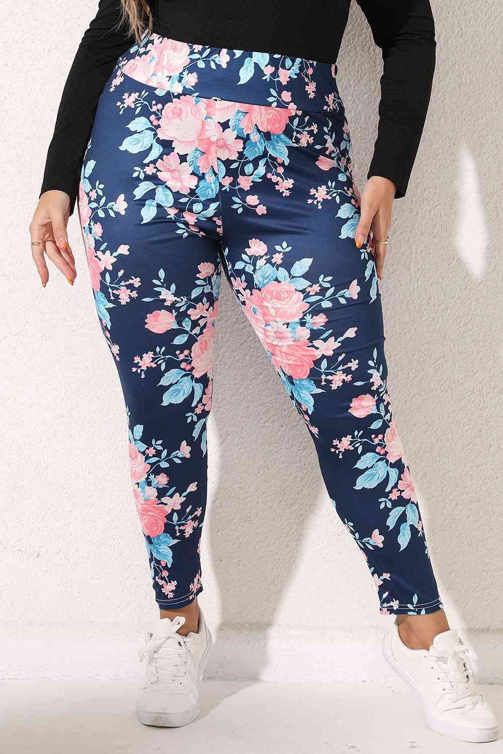Plus Size Floral Print Legging BLUE ZONE PLANET