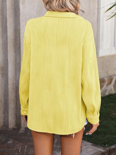 Button Up Dropped Shoulder Shirt Trendsi