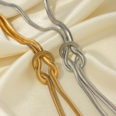 Double Layered Knot Herringbone Choker Necklace BLUE ZONE PLANET