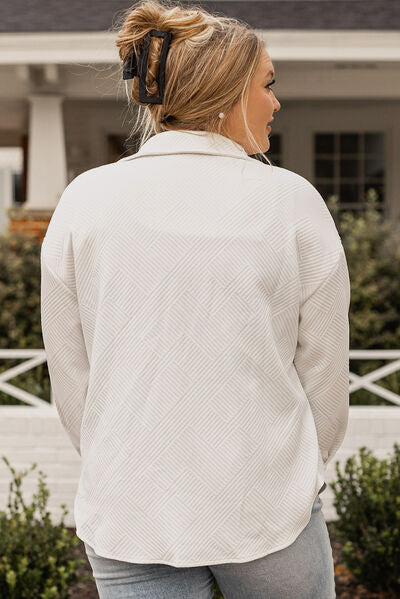Blue Zone Planet | Plus Size Snap Down Dropped Shoulder Jacket BLUE ZONE PLANET
