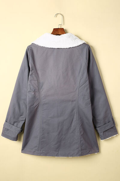 Blue Zone Planet | Pocketed Button Up Collared Neck Coat BLUE ZONE PLANET