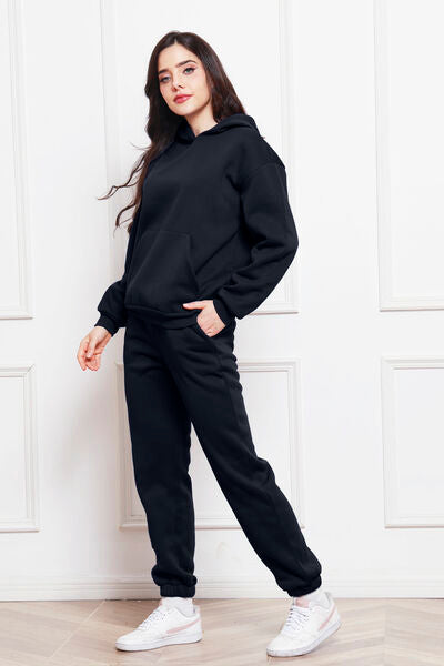 Blue Zone Planet | Drop Shoulder Long Sleeve Hoodie and Pants Set BLUE ZONE PLANET