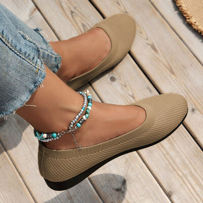 Blue Zone Planet | Round Toe Knit Ballet Flats BLUE ZONE PLANET