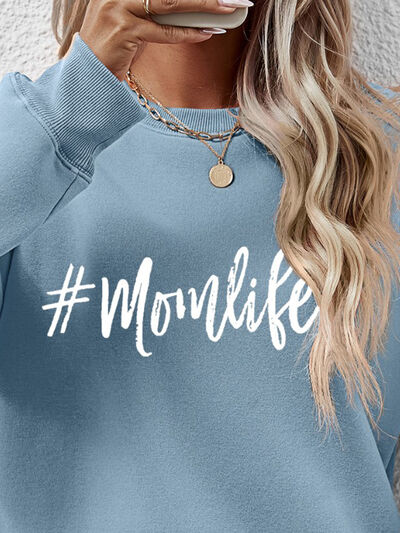 Blue Zone Planet | Letter Graphic Round Neck Sweatshirt BLUE ZONE PLANET