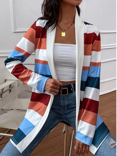 Blue Zone Planet | Color Block Open Front Cardigan BLUE ZONE PLANET