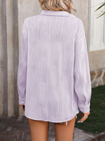 Button Up Dropped Shoulder Shirt Trendsi
