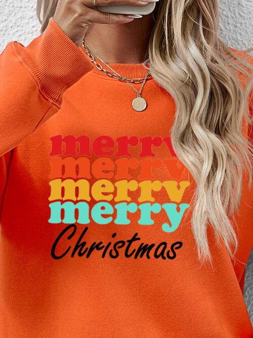 MERRY CHRISTMAS Graphic Long Sleeve Sweatshirt BLUE ZONE PLANET