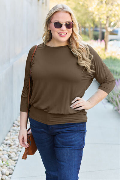 Blue Zone Planet | Basic Bae Full Size Round Neck Batwing Sleeve Blouse BLUE ZONE PLANET
