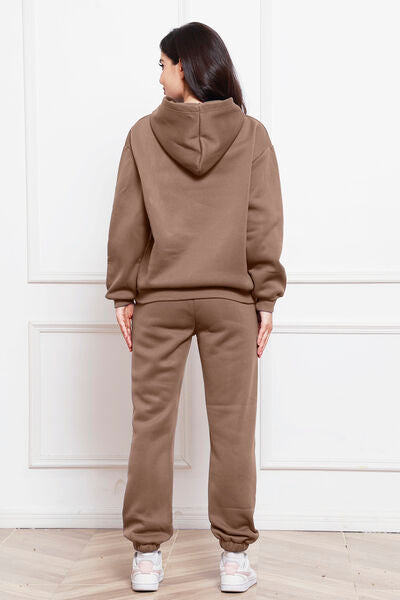 Blue Zone Planet | Drop Shoulder Long Sleeve Hoodie and Pants Set BLUE ZONE PLANET