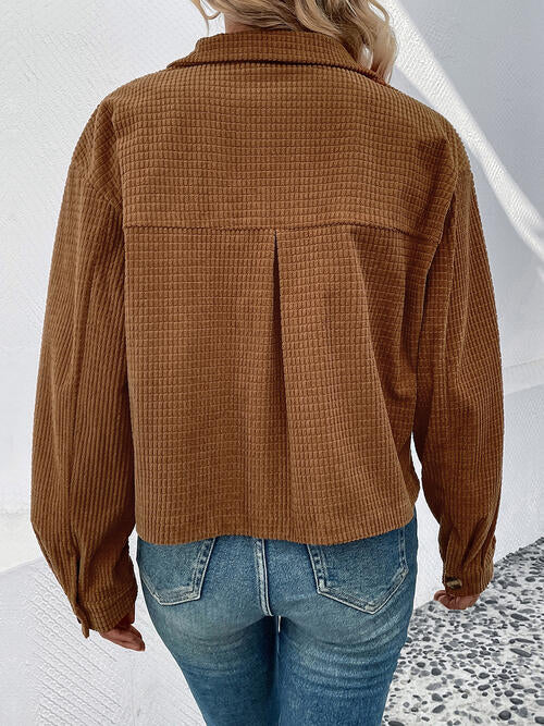 Collared Neck Button Front Jacket with Pockets BLUE ZONE PLANET