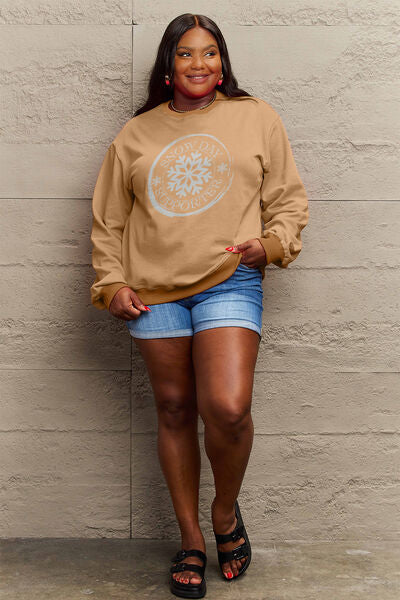Blue Zone Planet | Simply Love Full Size SNOW DAY SUPPORTER Round Neck Sweatshirt BLUE ZONE PLANET