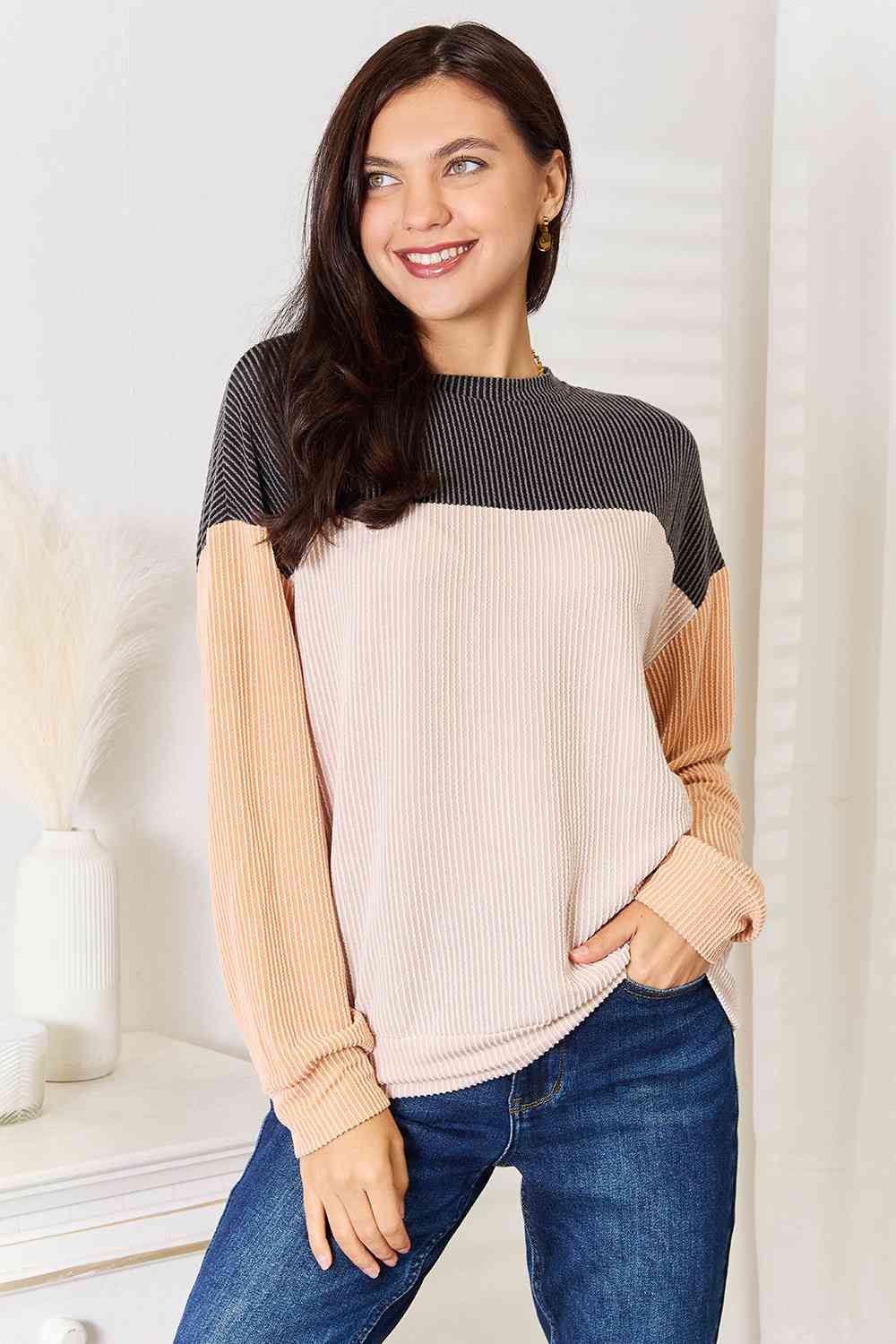 Blue Zone Planet | Double Take Color Block Dropped Shoulder T-Shirt BLUE ZONE PLANET