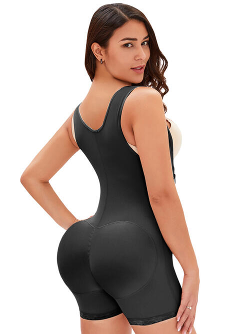Full Size Side Zip Up Wide Strap Shapewear BLUE ZONE PLANET
